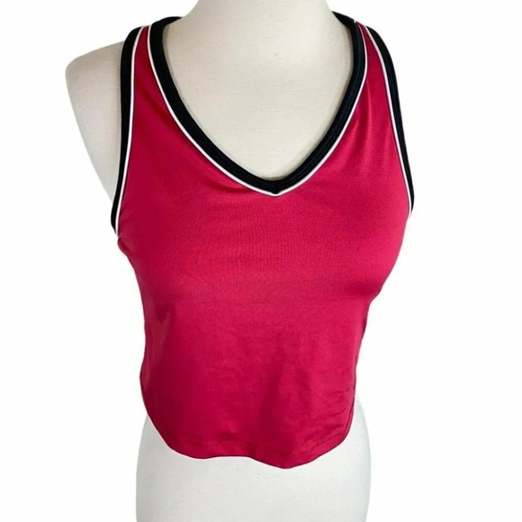 Avia L‎ crop Red/blk/white racer back sport bra - Picture 2 of 6